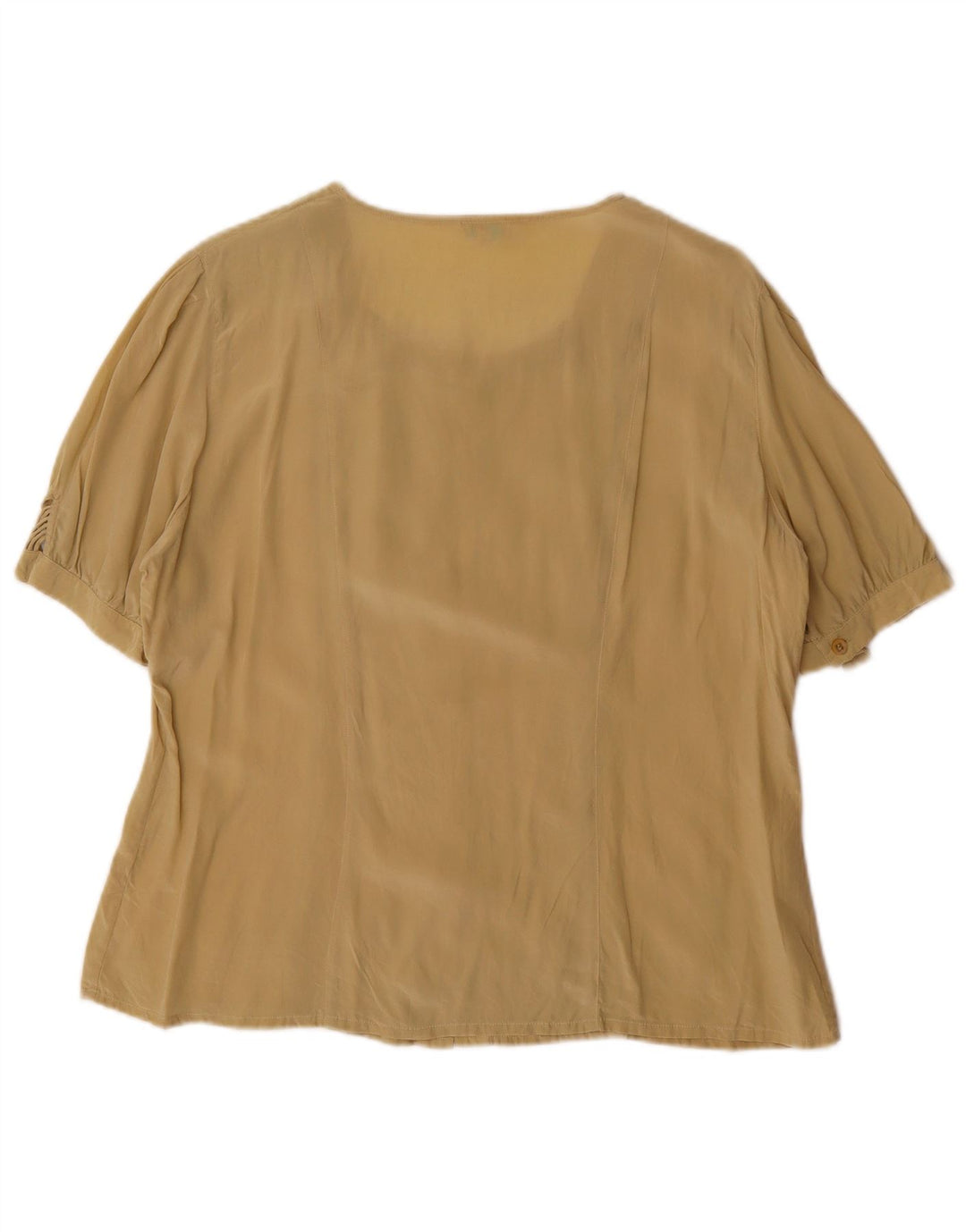 BALL ON Womens Oversized Short Sleeve Shirt Blouse IT 40 Small Khaki Silk