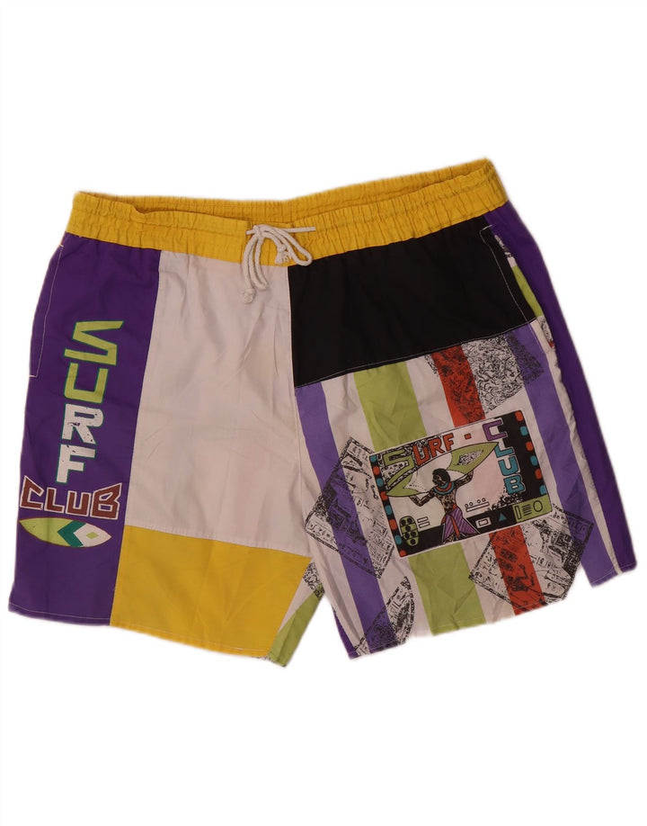 Bañador gráfico vintage para hombre XL Poliéster con bloques de color multicolor