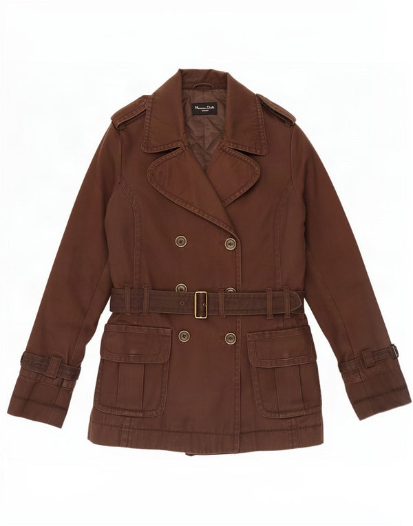 Gabardina corta Massimo Dutti para mujer UK 40 Small Marrón Algodón