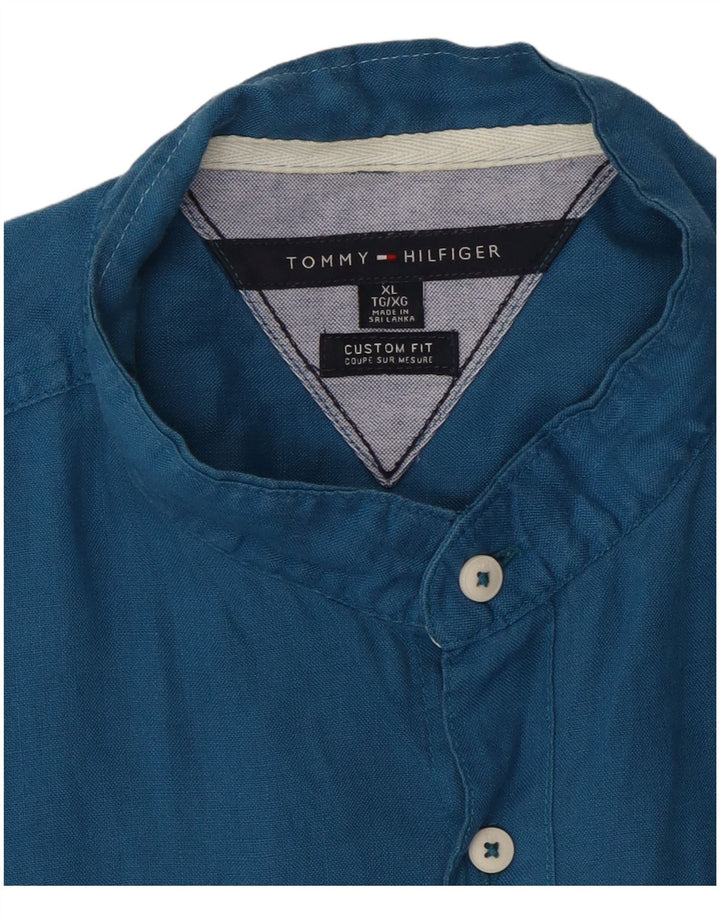 TOMMY HILFIGER Camisa de manga corta Custom Fit para hombre XL Azul