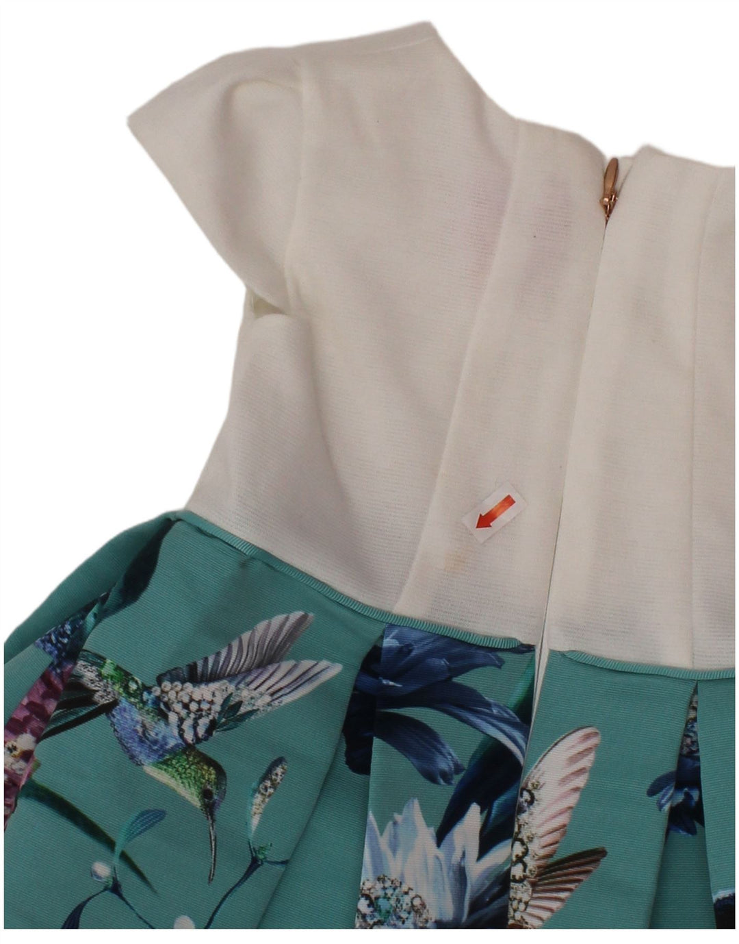 TED BAKER Vestido acampanado para niñas de 9 a 12 meses, poliéster floral blanco