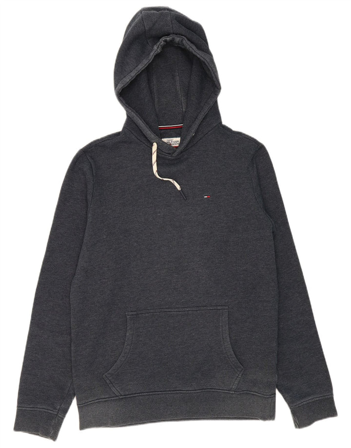TOMMY HILFIGER Mens Hoodie Jumper Medium Navy Blue Cotton