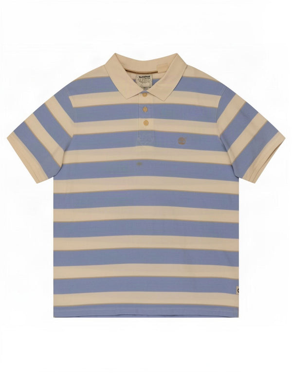Timberland Mens Polo Shirt XL Blue Striped Cotton