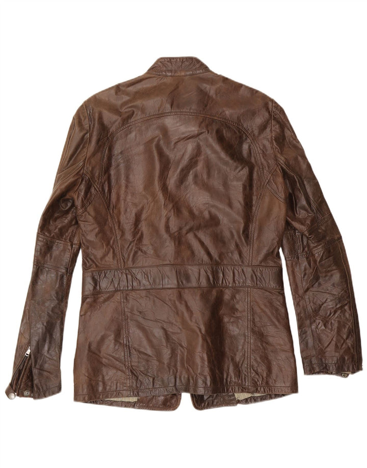 Vintage chaqueta de cuero para hombre Reino Unido 38 cuero marrón medio