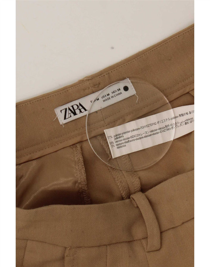 Zara Mujer Pantalón Traje Pegged Mediano W28 L31 Poliéster Beige