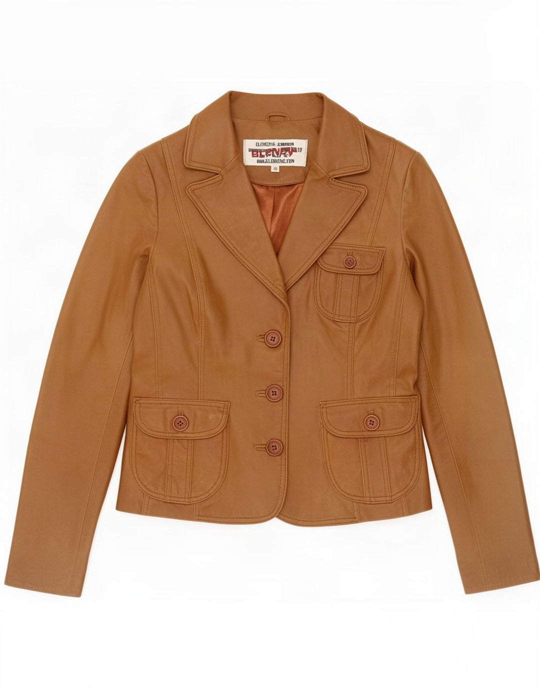 Blend Chaqueta Blazer de Cuero con 3 Botones para Mujer EU 38 Marrón Medio