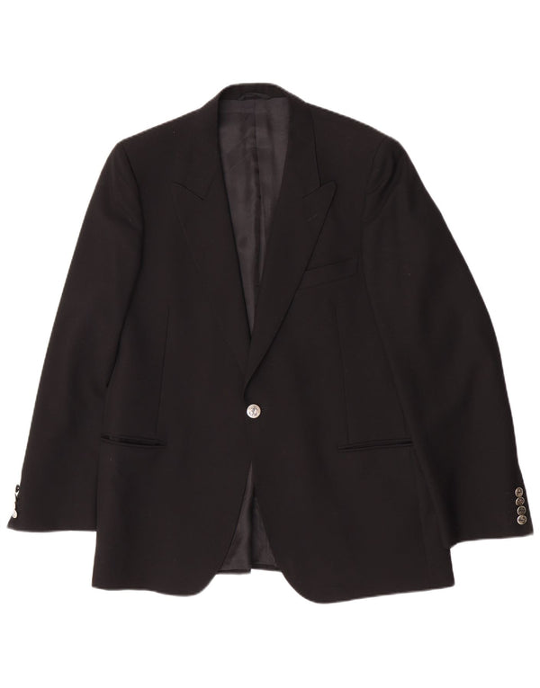 San Remo Chaqueta tipo blazer con 1 botón para hombre IT 54 2XL Clásico de lana virgen negra