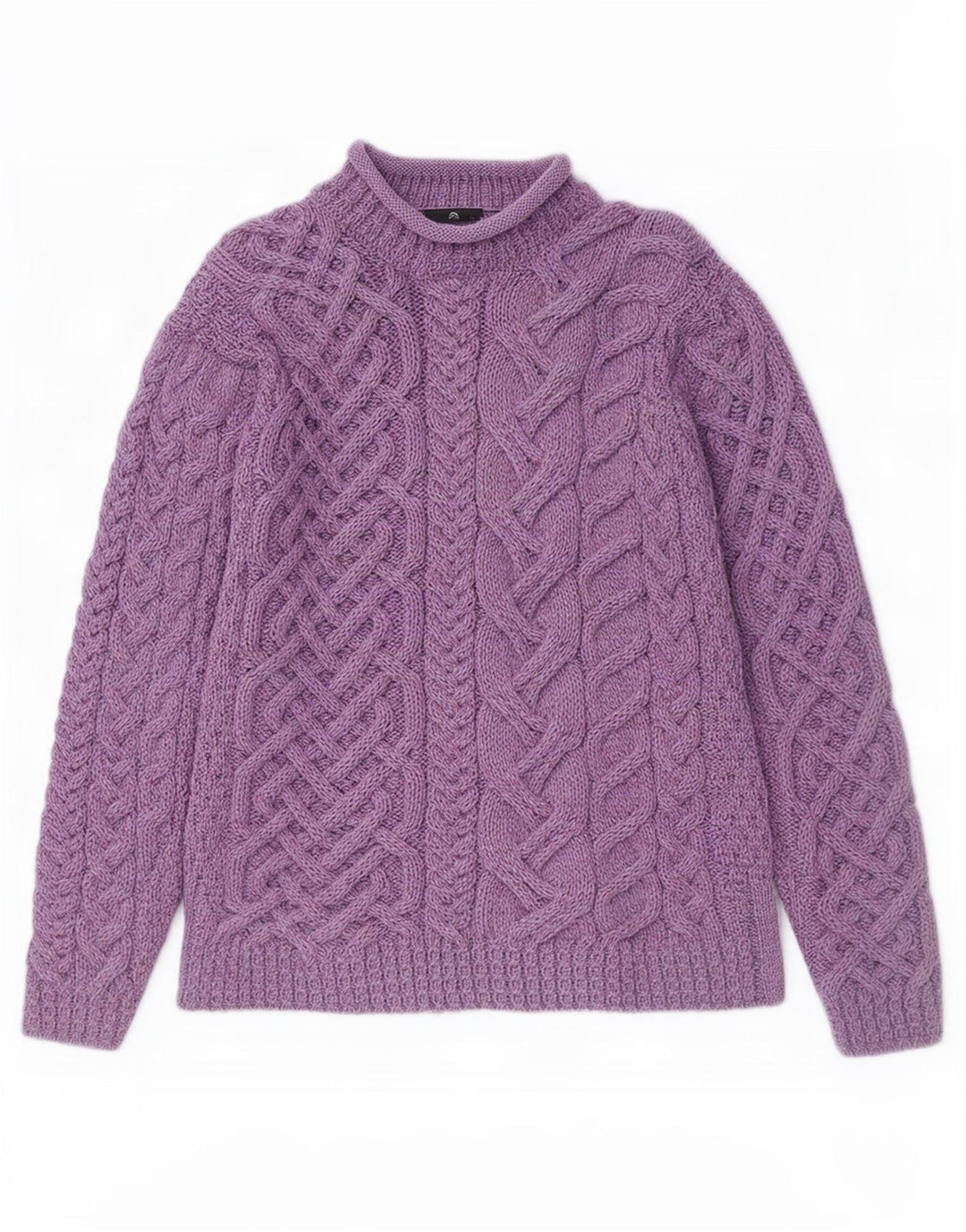 Aran Wollen Mills - Jersey con cuello alto para mujer, talla 40, color morado mediano