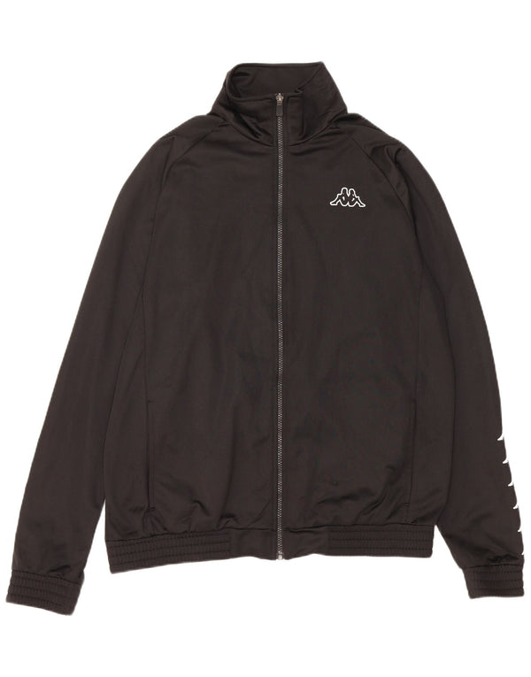 Kappa Mens Graphic Chándal Top Chaqueta Grande Poliéster Negro