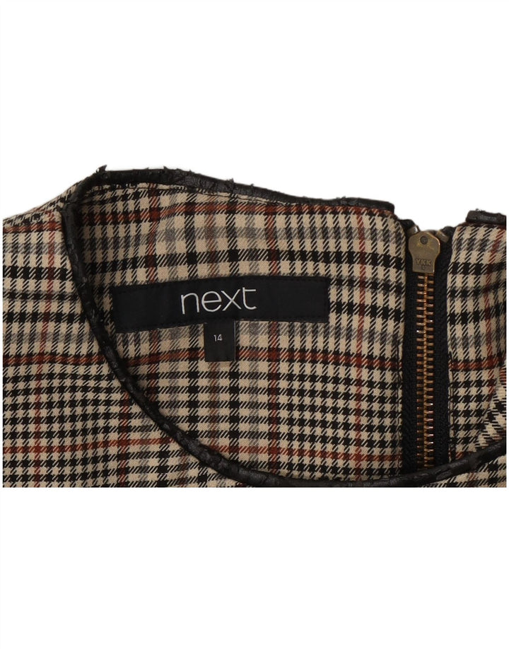 Next Vestido evasé sin mangas para mujer UK 44 Pata de gallo gris medio