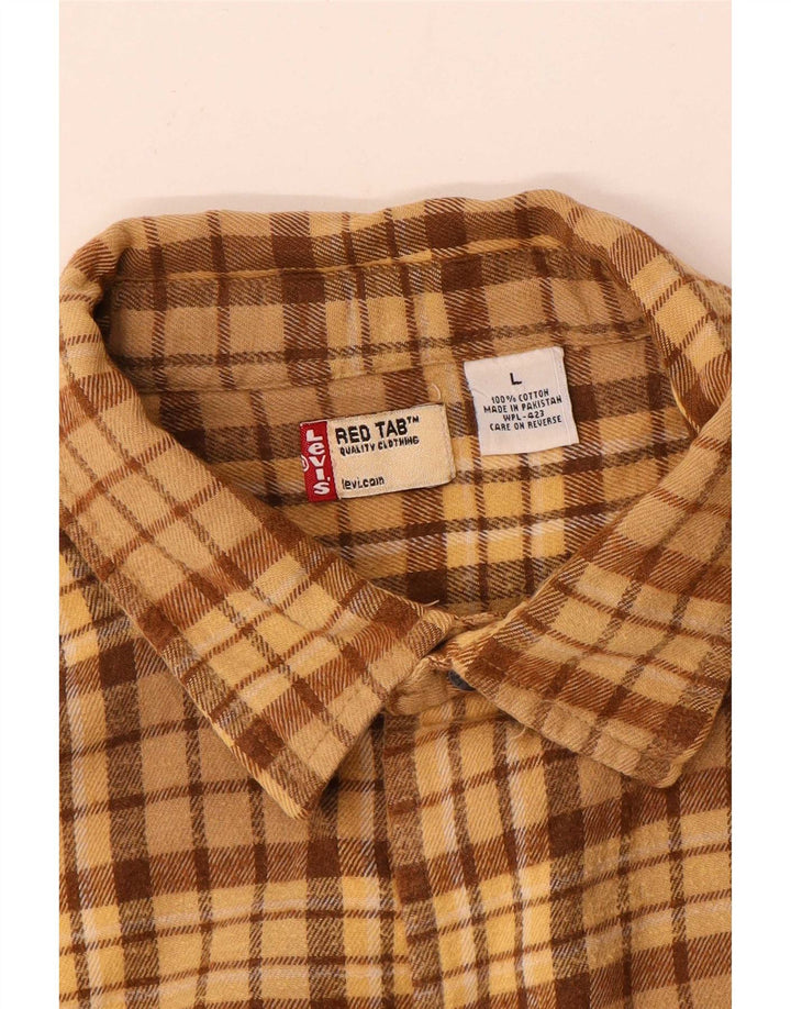 Camisa de franela Levi's para hombre de algodón a cuadros marrón grande