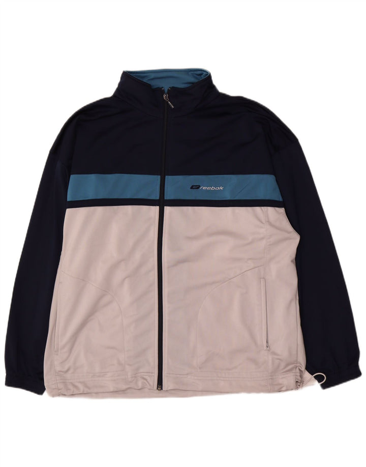 Reebok Chaqueta de chándal holgada para hombre, talla pequeña, color blanco