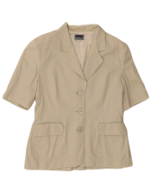 Luisa Spagnoli Chaqueta tipo blazer de manga corta con 3 botones para mujer IT 46 Large Beige