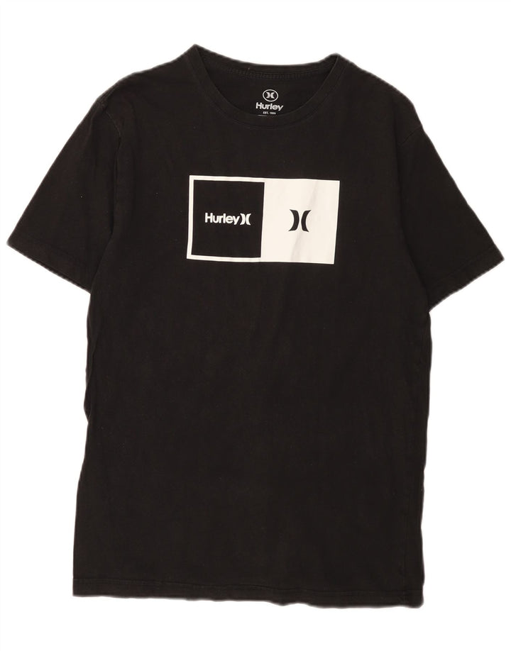 Hurley - Camiseta gráfica para hombre, talla pequeña, algodón negro