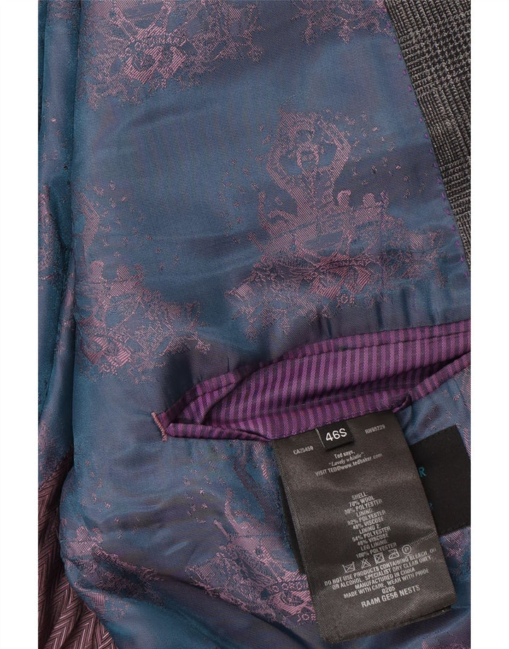 Ted Baker Chaqueta tipo blazer de 2 botones para hombre UK 46 3XL Lana a cuadros gris