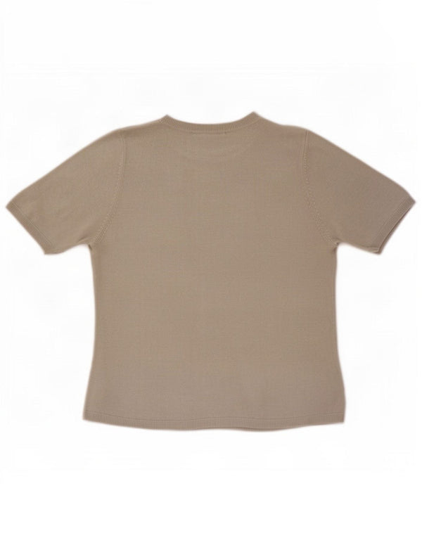 Marks & Spencer Blusa de Manga Corta para Mujer Top UK 44 Grande Gris Manchado