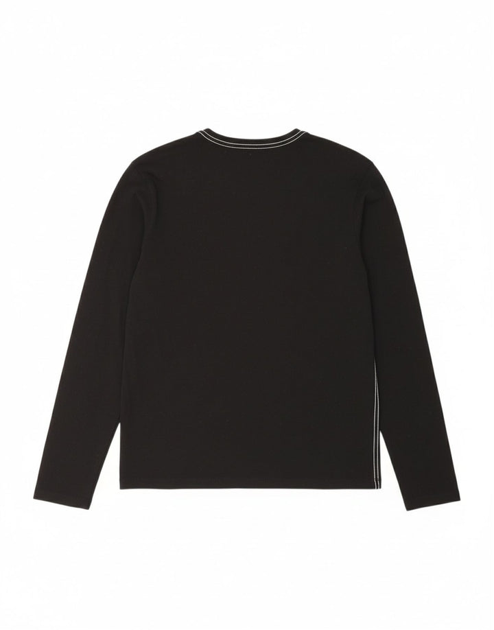 GUESS Womens Top Long Sleeve UK 12 Medium Black Cotton
