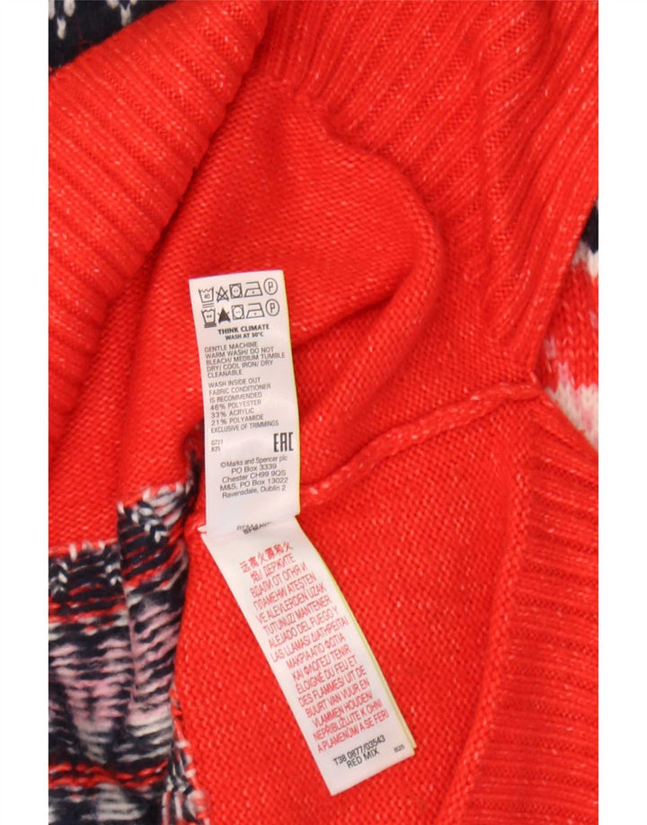 Marks & Spencer Suéter tipo jersey con cuello barco para mujer Reino Unido 40 Mediano Rojo Fair Isle