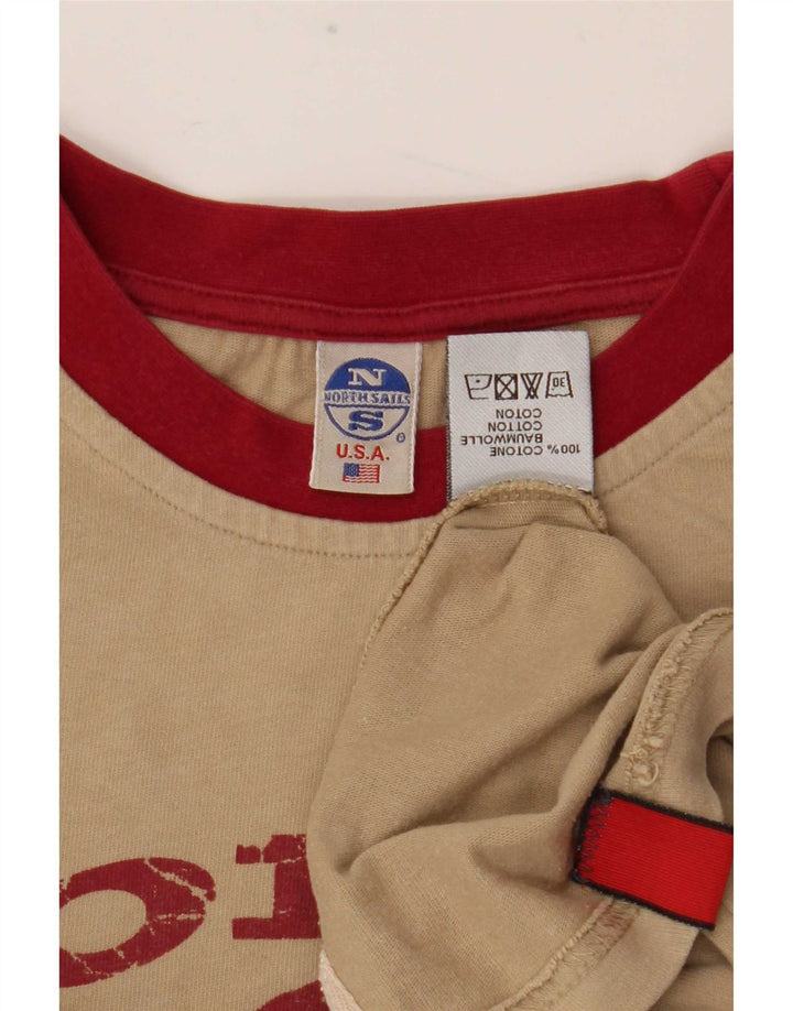 North Sails Hombre Camiseta Estampada De Manga Larga De Algodón Con Bloques De Color Beige Grande