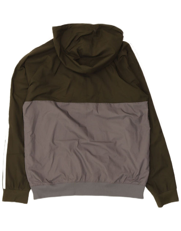 Adidas Chaqueta cortavientos con capucha para hombre UK 38 Medium Green Colourblock