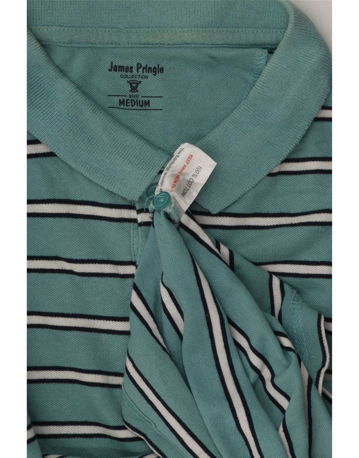 James Pringle Polo para hombre de algodón a rayas azul medio