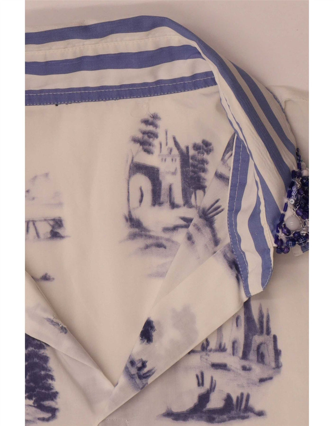 Vintage mujer patrón abstracto blusa Top Reino Unido 16 blanco grande