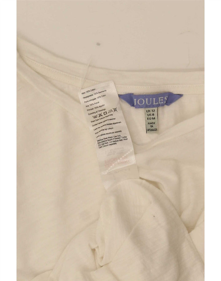 Joules Camiseta para mujer Top UK 12 Medium White Cotton