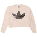 ADIDAS Mujer Oversize Crop Graphic Sudadera Jumper UK 8 Small Blanco