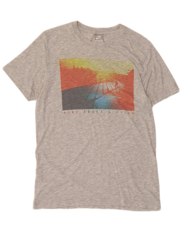 Nike Camiseta gráfica para hombre Top poliéster moteado gris medio