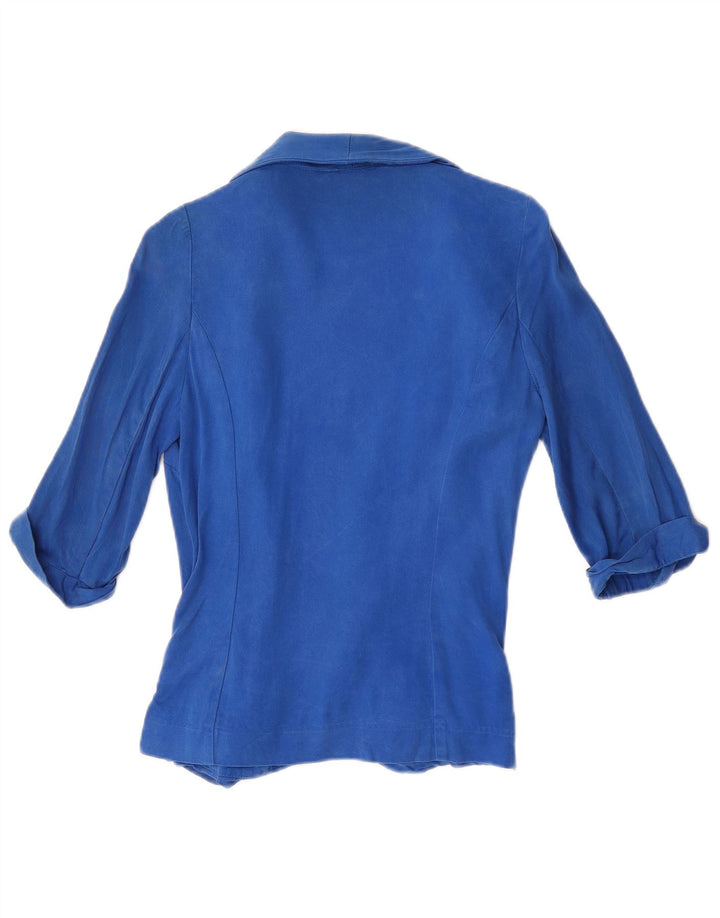 Warehouse Chaqueta tipo blazer abierta para mujer con manga 3/4 UK 8 Small Blue Lyocell