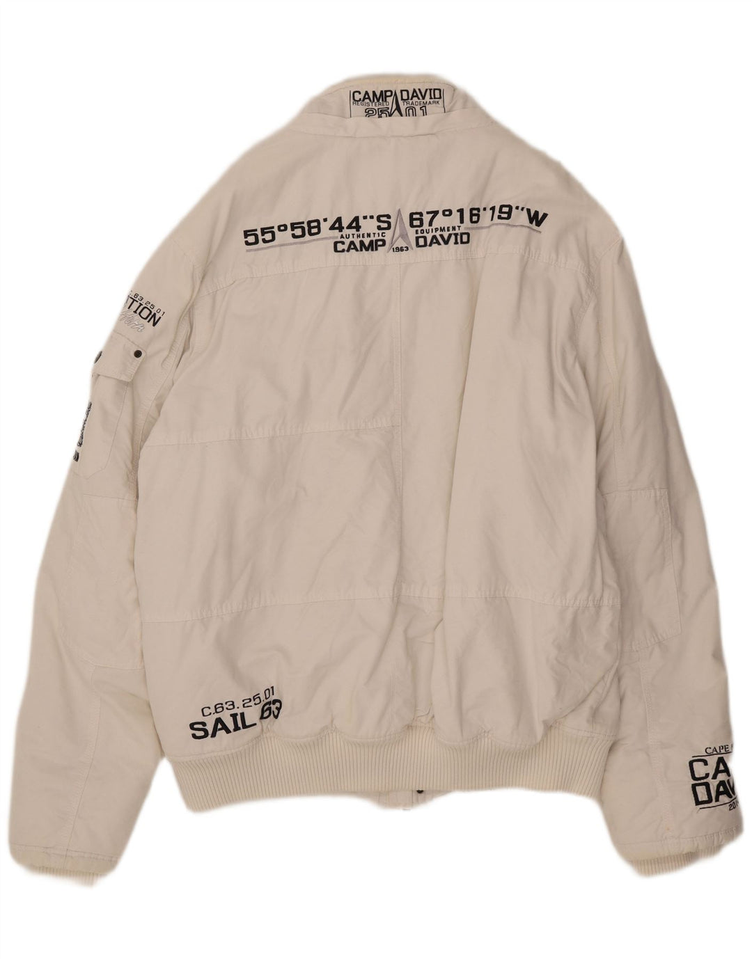 Camp David Chaqueta bomber gráfica para hombre UK 46 3XL Algodón blanco