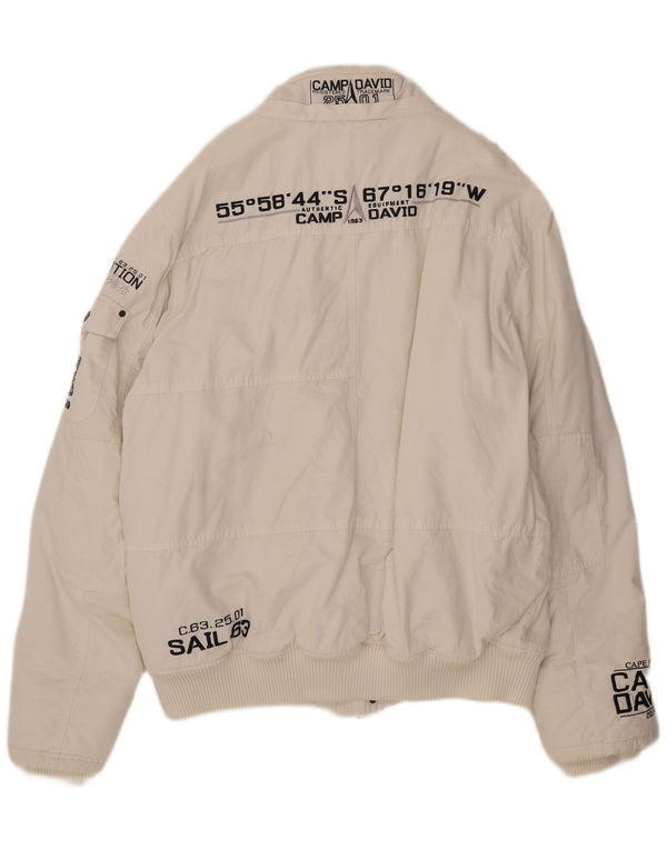 Camp David Chaqueta bomber gráfica para hombre UK 46 3XL Algodón blanco