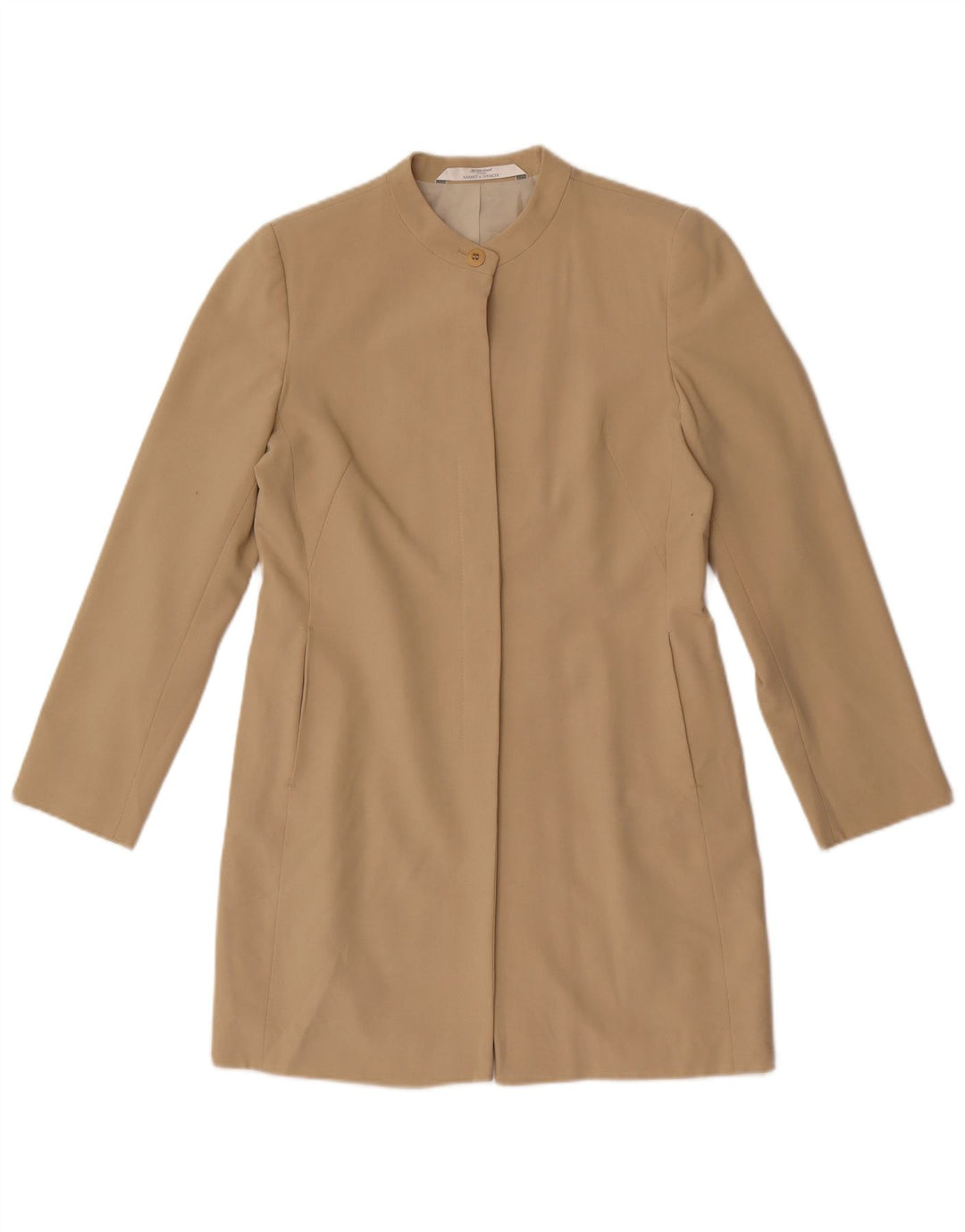 Marks & Spencer Chaqueta tipo blazer larga para mujer UK 8 Small Beige Poliéster