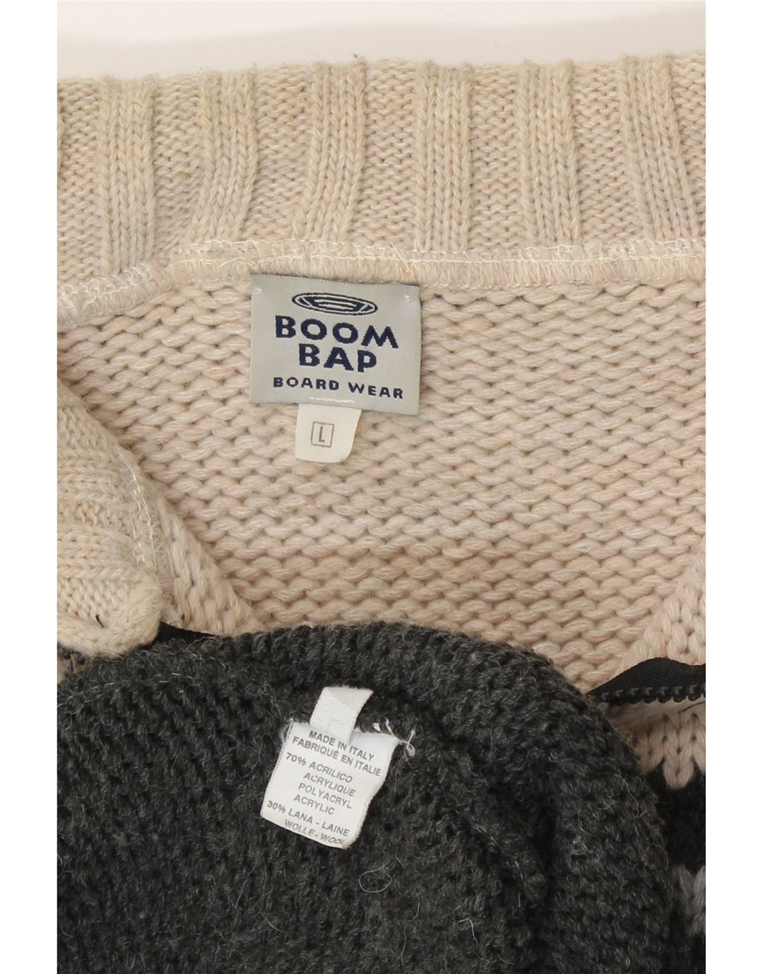 BOOM BAP Suéter tipo cárdigan para hombre Acrílico geométrico gris grande