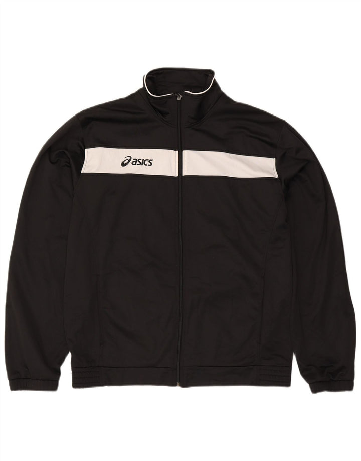 Asics Hombre Graphic Chándal Top Jacket XL Negro Colorblock Poliéster
