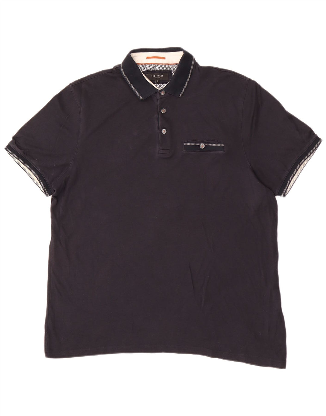 Ted Baker Polo para hombre talla 4 grande algodón azul marino