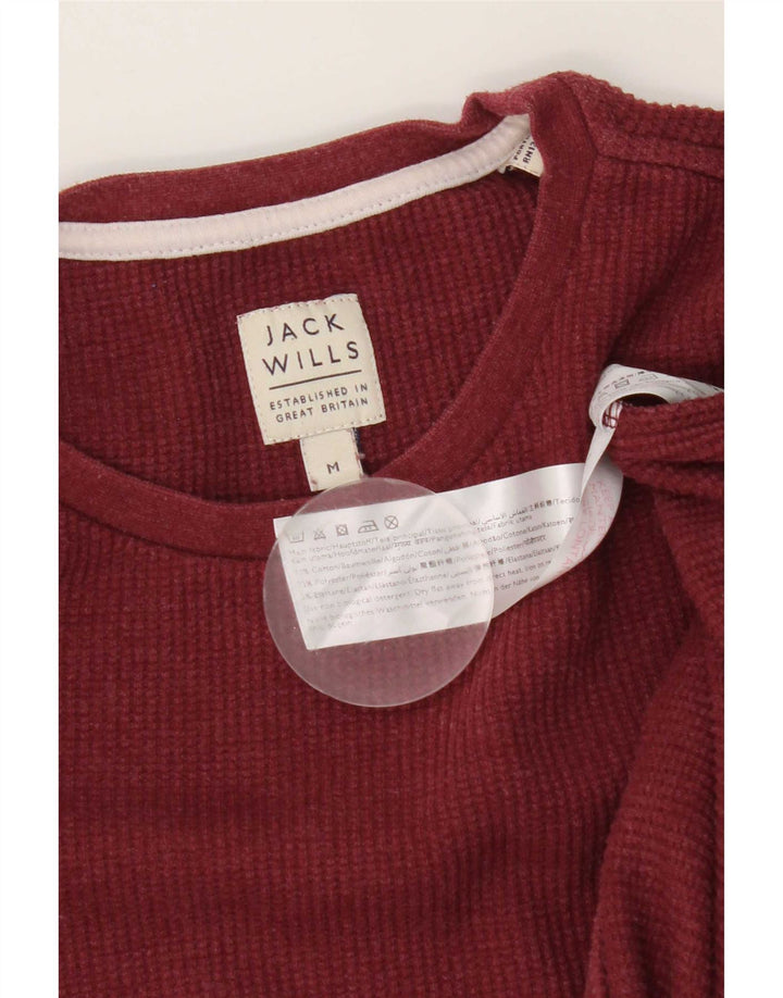 Camiseta Jack Wills Hombre Manga Larga Algodón Burdeos Medio