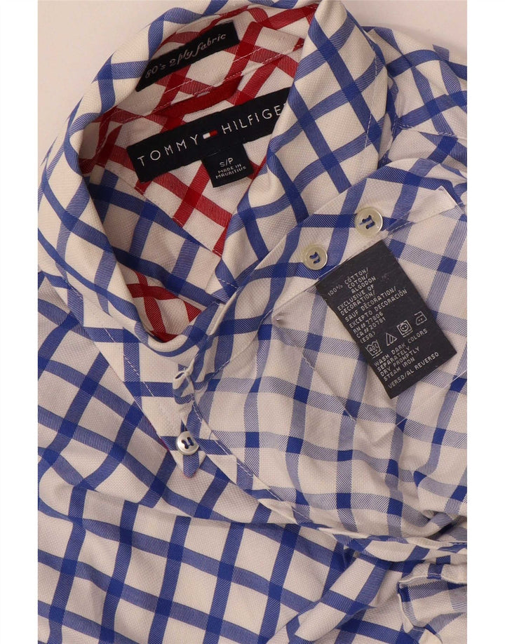 Camisa Tommy Hilfiger Hombre Small Azul Geométrico Algodón