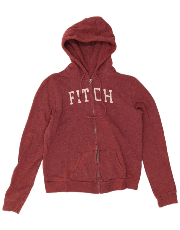 Abercrombie & Fitch Suéter con capucha y cremallera gráfica para mujer UK 44 Medium Borgoña