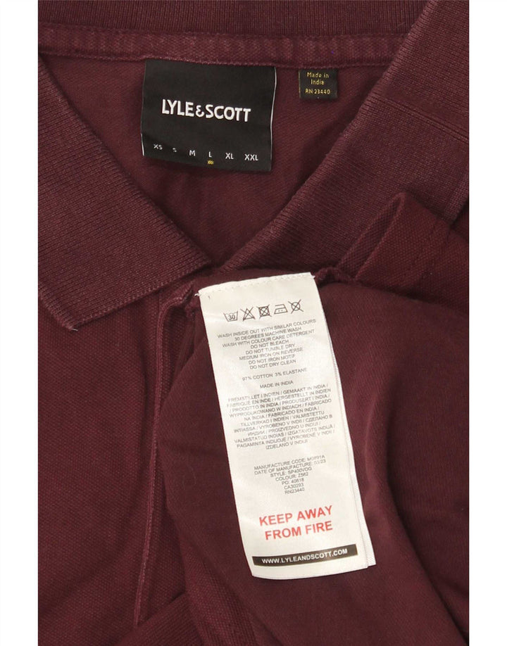 Lyle & Scott Polo para hombre grande de algodón burdeos