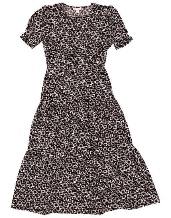 Topshop Vestido extragrande con gradas para mujer UK 40 Pequeño Poliéster floral negro