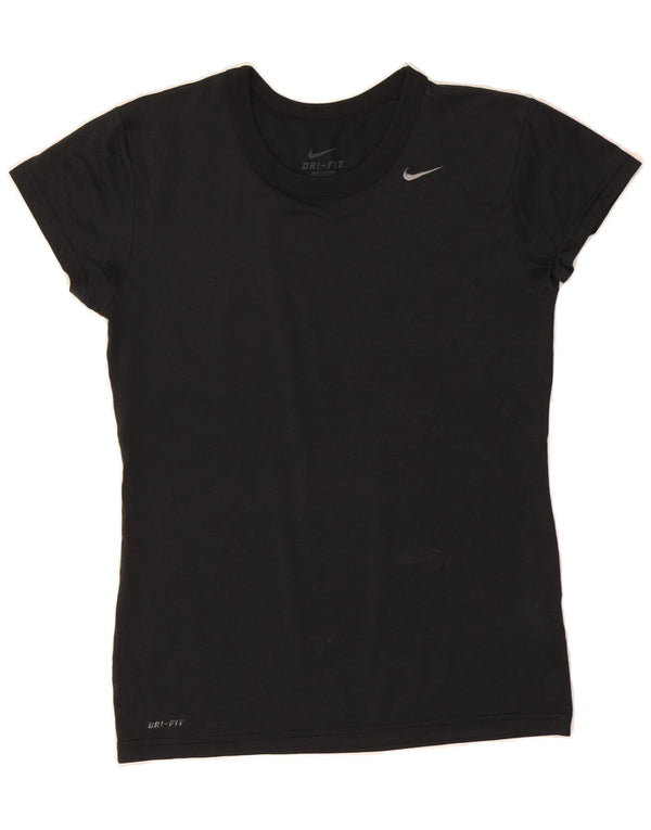 NIKE Womens Dri Fit T-Shirt Top UK 10 Small Black Polyester