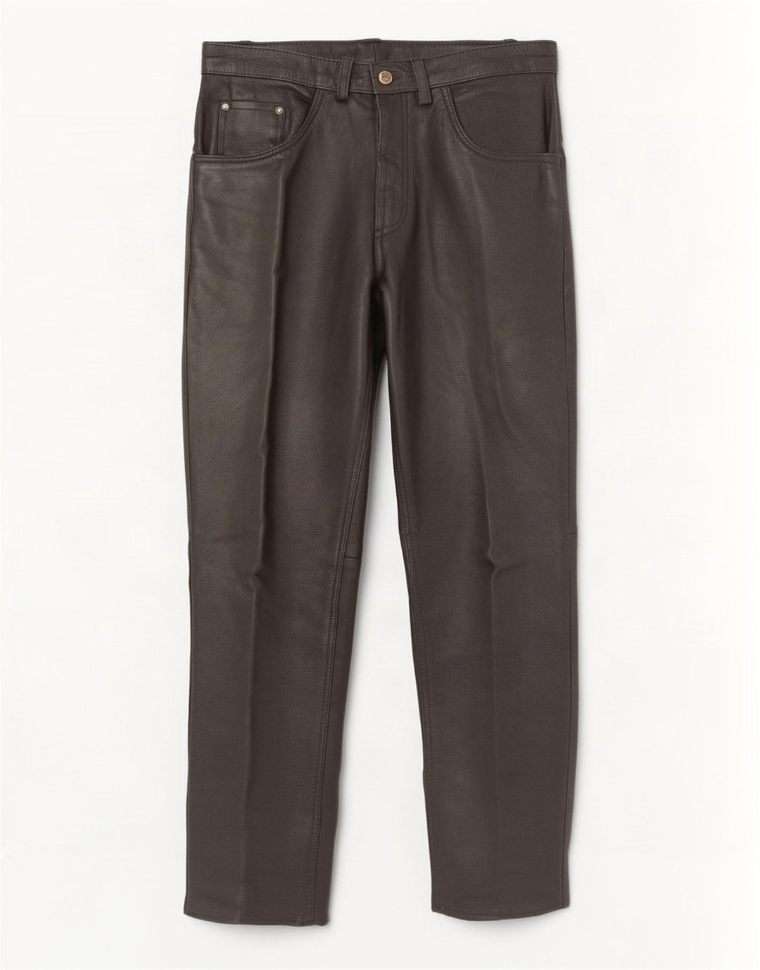 Pantalones de cuero rectos vintage para hombre W34 L31 Negro