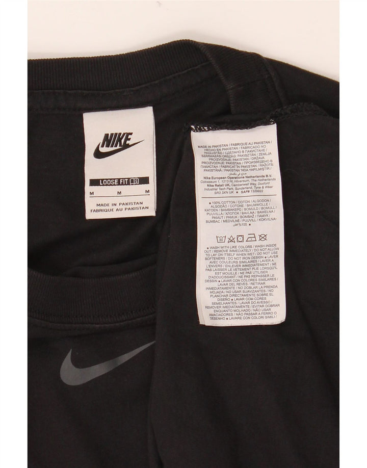 NIKE Vestido estilo camiseta holgado con gráfico para mujer UK 44 Algodón negro mediano