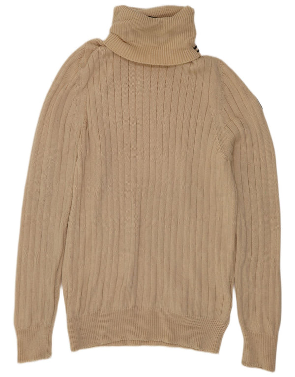 Marina Yachting Jersey de cuello vuelto para mujer UK 20 2XL Lana virgen beige