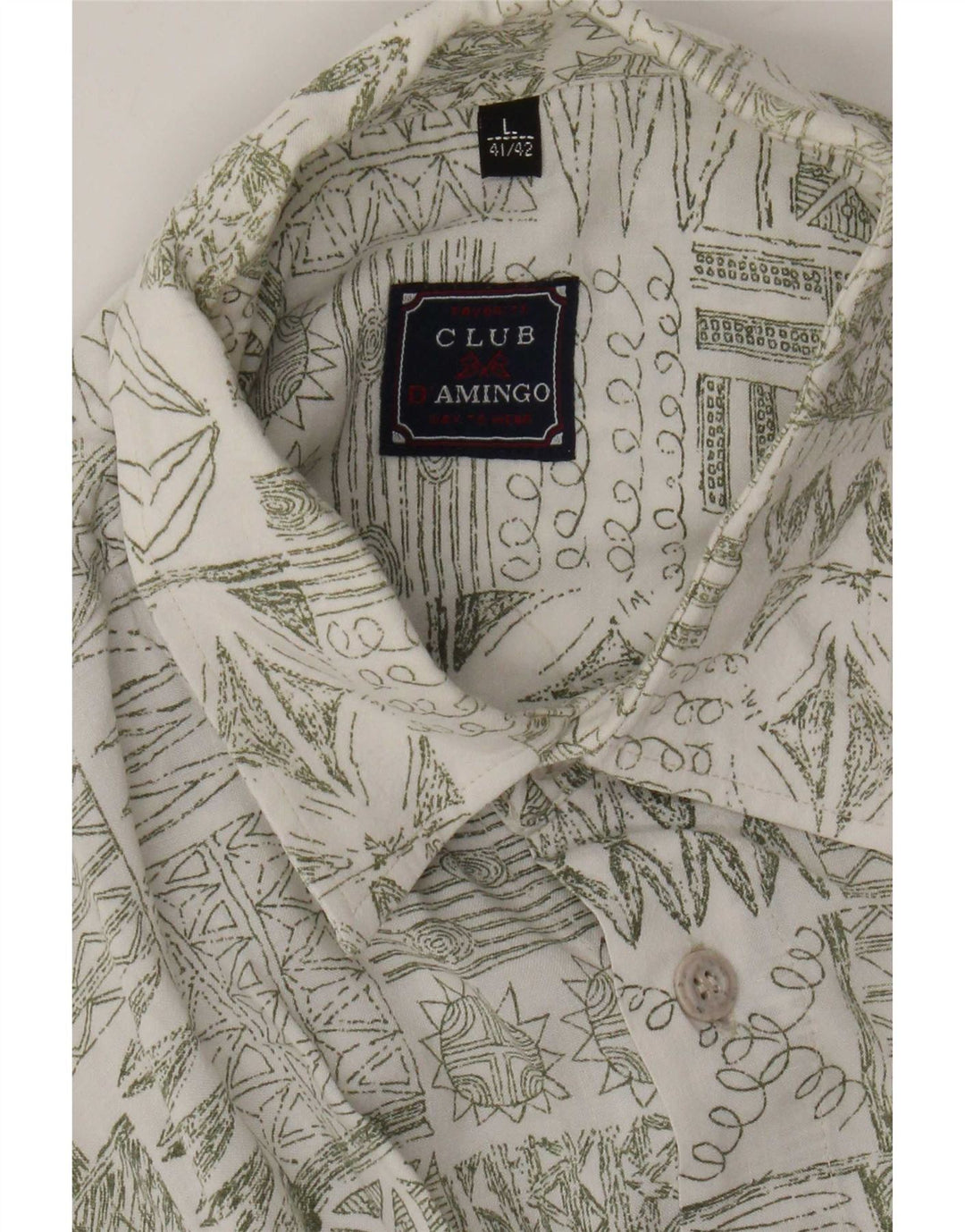 Club D'Amingo Camisa Manga Corta Hombre Talla 41/42 Grande Verde Patchwork
