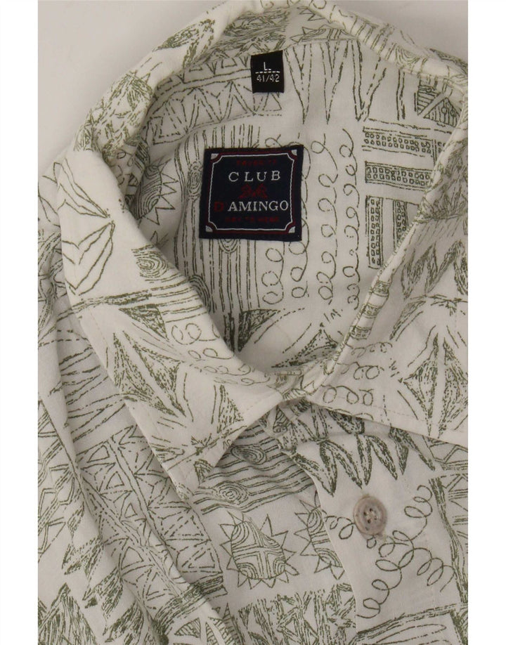 Club D'Amingo Camisa Manga Corta Hombre Talla 41/42 Grande Verde Patchwork
