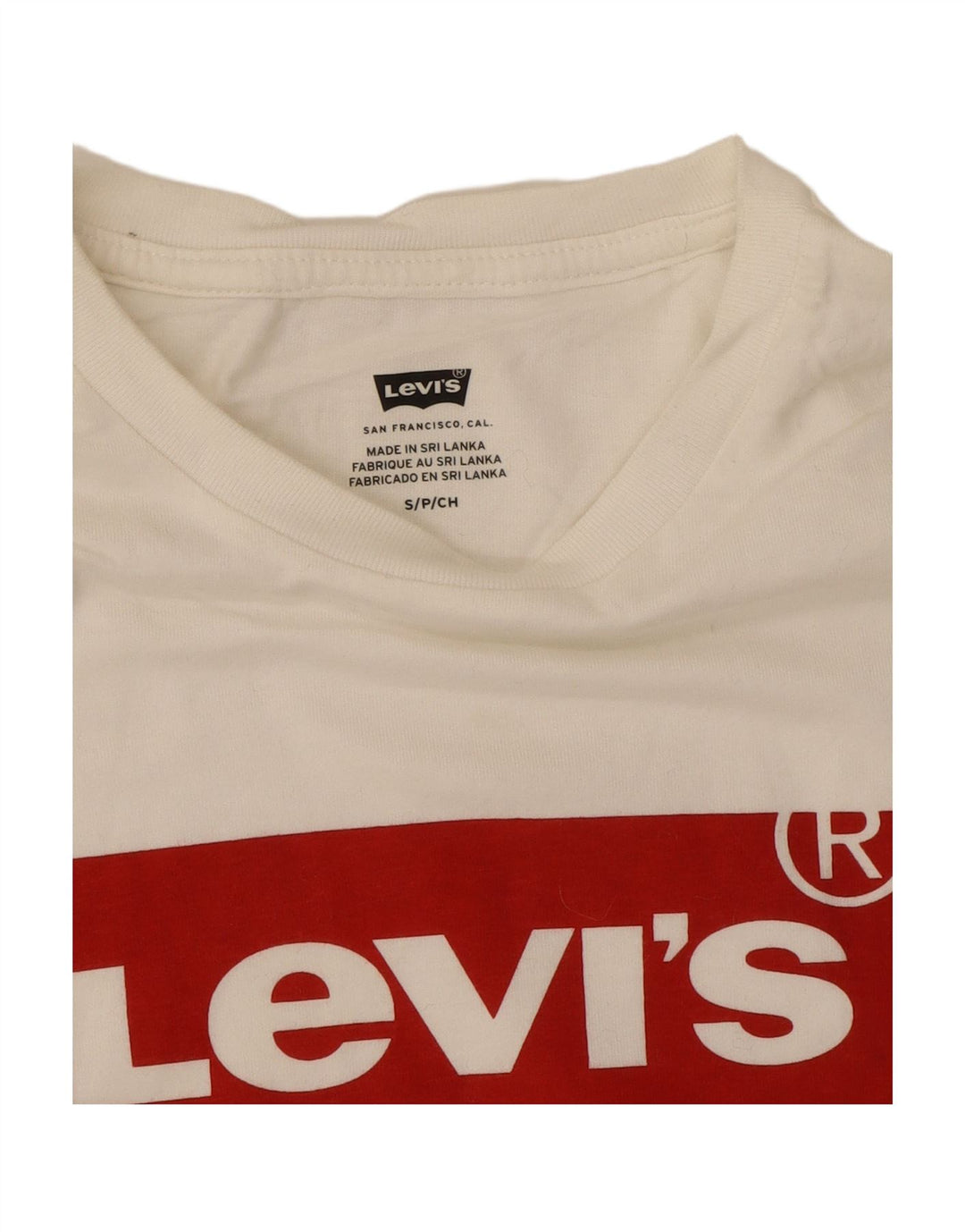 LEVI'S Mens Graphic T-Shirt Top Small Off White Cotton