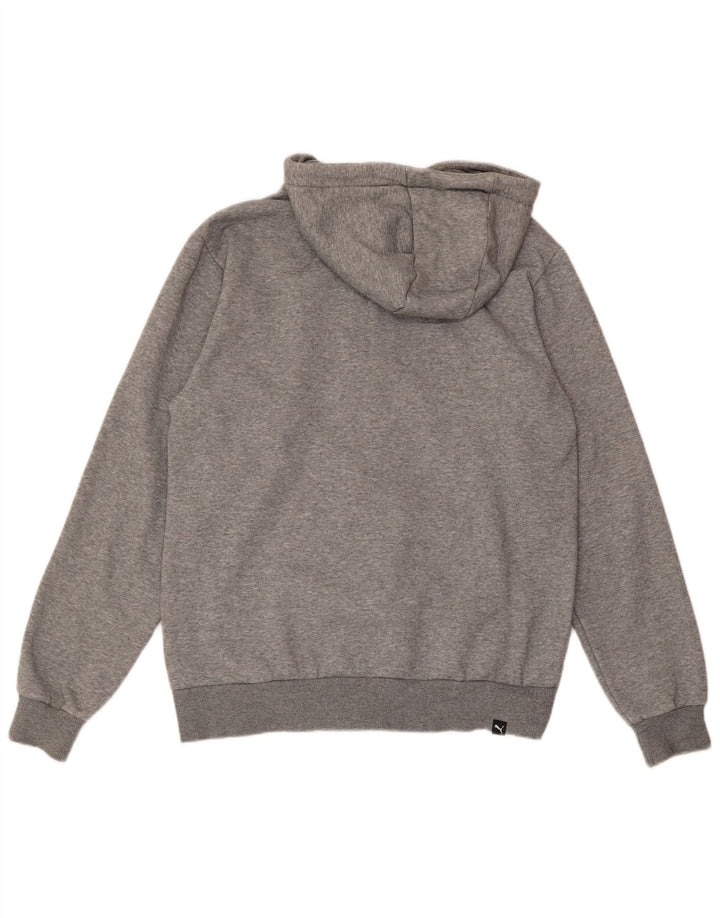 PUMA Sudadera con capucha y cremallera gráfica para hombre de algodón moteado gris medio