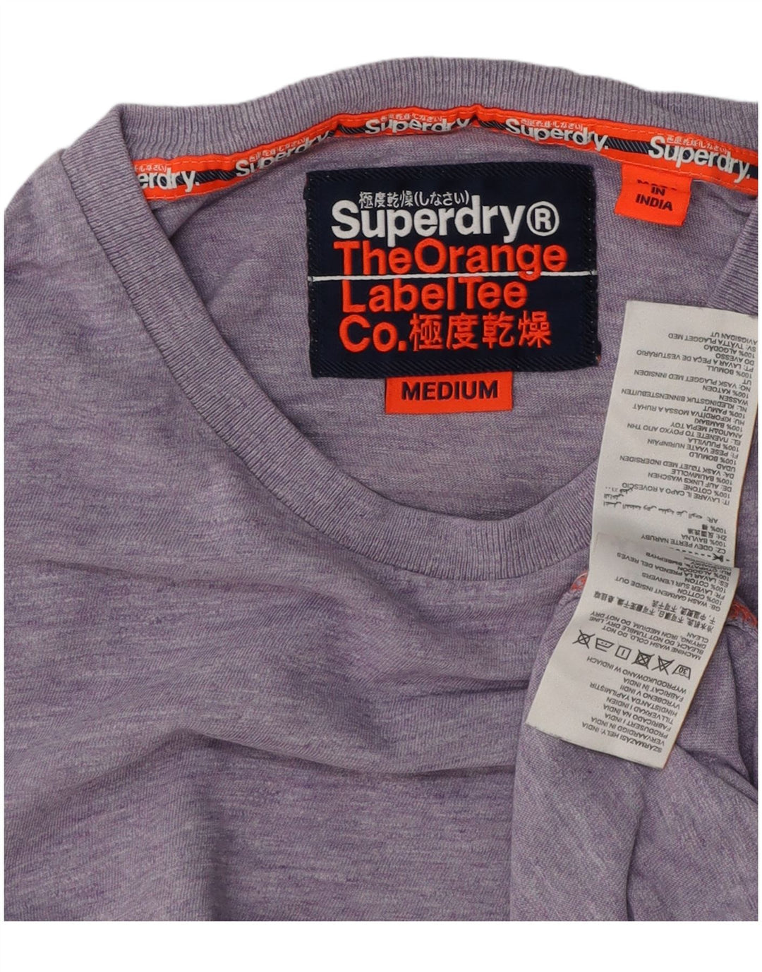 SUPERDRY Hombre Camiseta Top Medium Morado Algodón